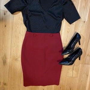 Sleek and professional red pencil skirt